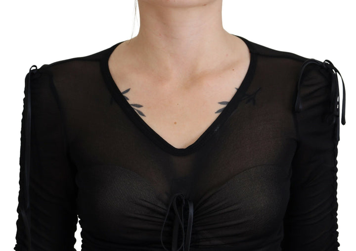 Schwarzes Viskose Bodycon Etuikleid Midikleid
