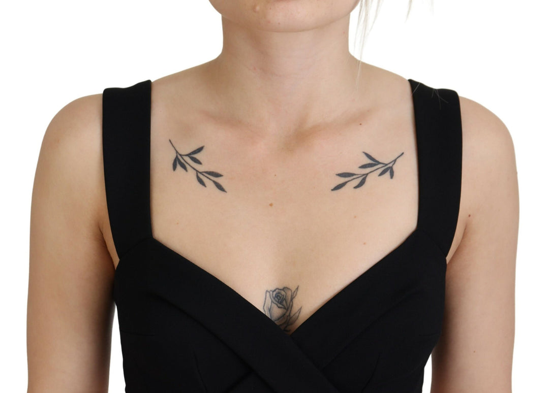 Schwarzes Viskose Bodycon Etuikleid Midikleid