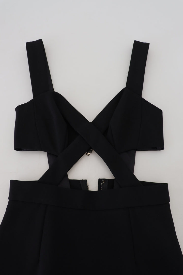 Schwarzes Viskose Bodycon Etuikleid Midikleid