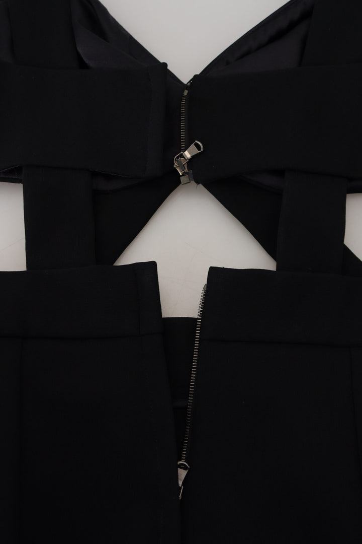 Schwarzes Viskose Bodycon Etuikleid Midikleid