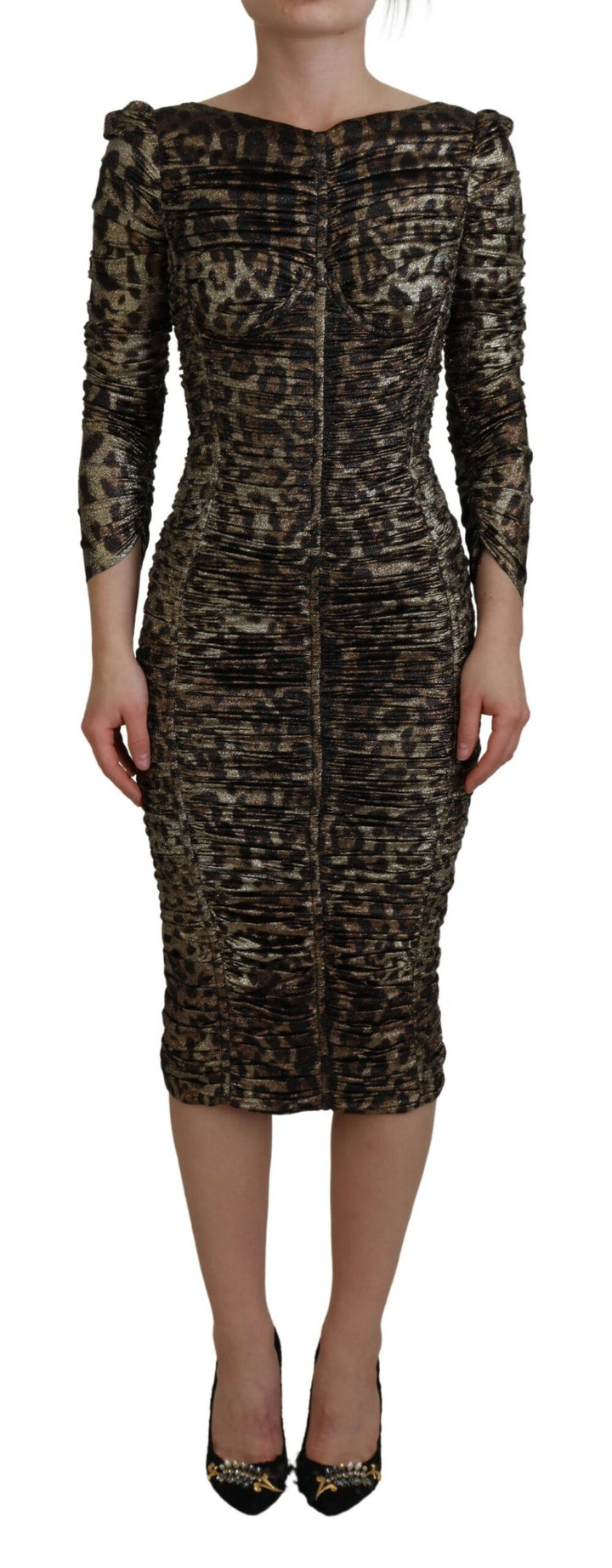 Elegant midi bodycon dress with leopard print