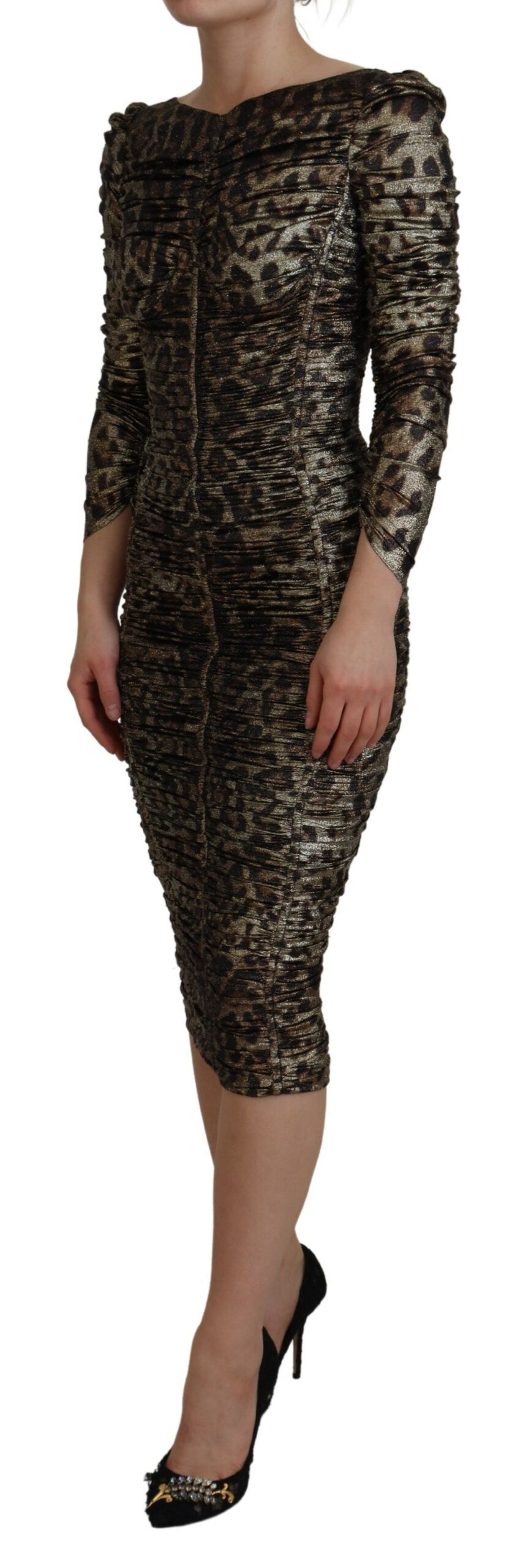 Elegant midi bodycon dress with leopard print