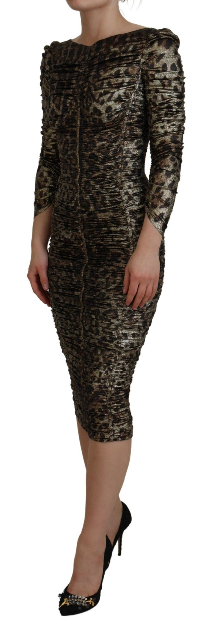 Elegant midi bodycon dress with leopard print