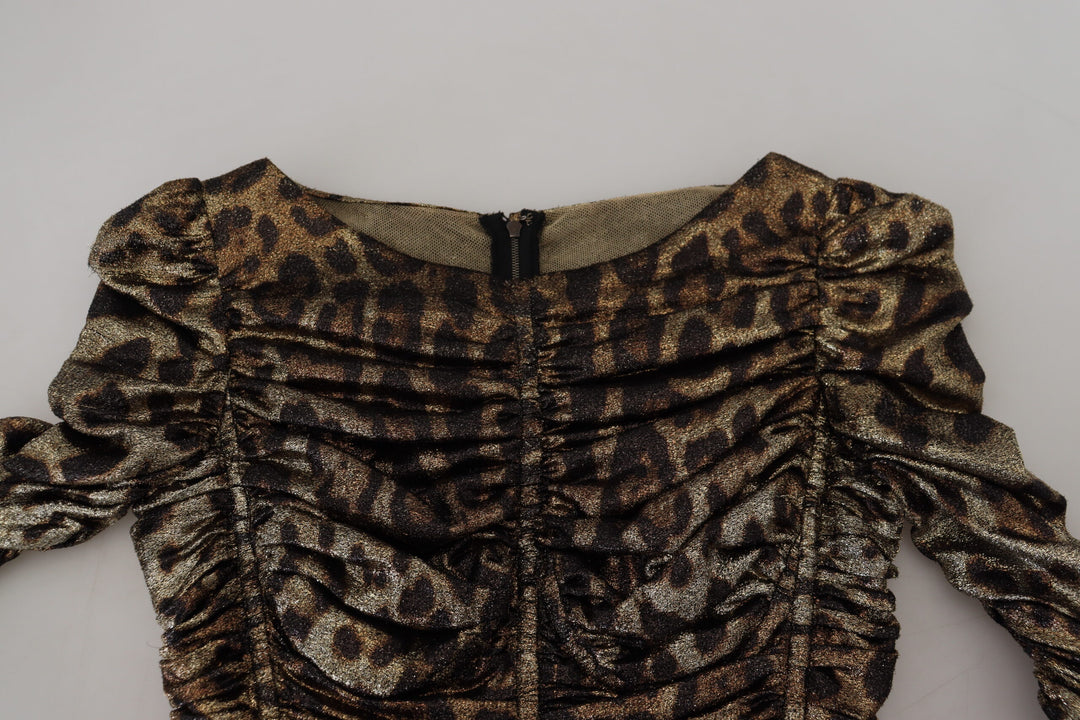 Elegant midi bodycon dress with leopard print