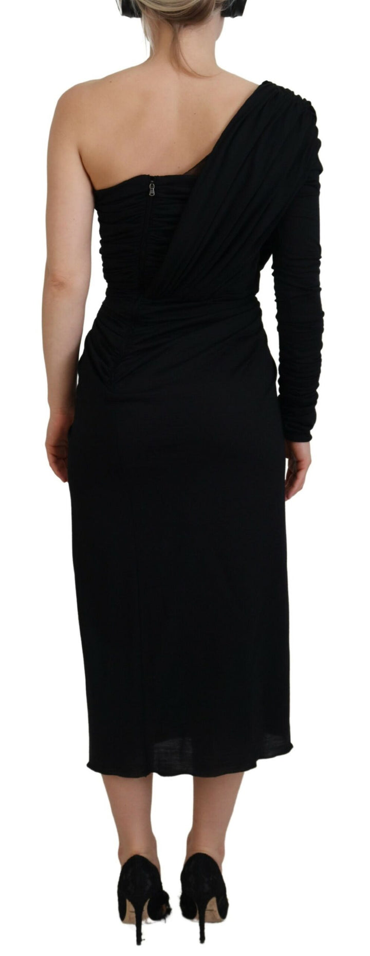 Elegant one-shoulder midi dress