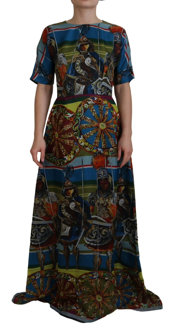 Sicilian elegance long silk dress