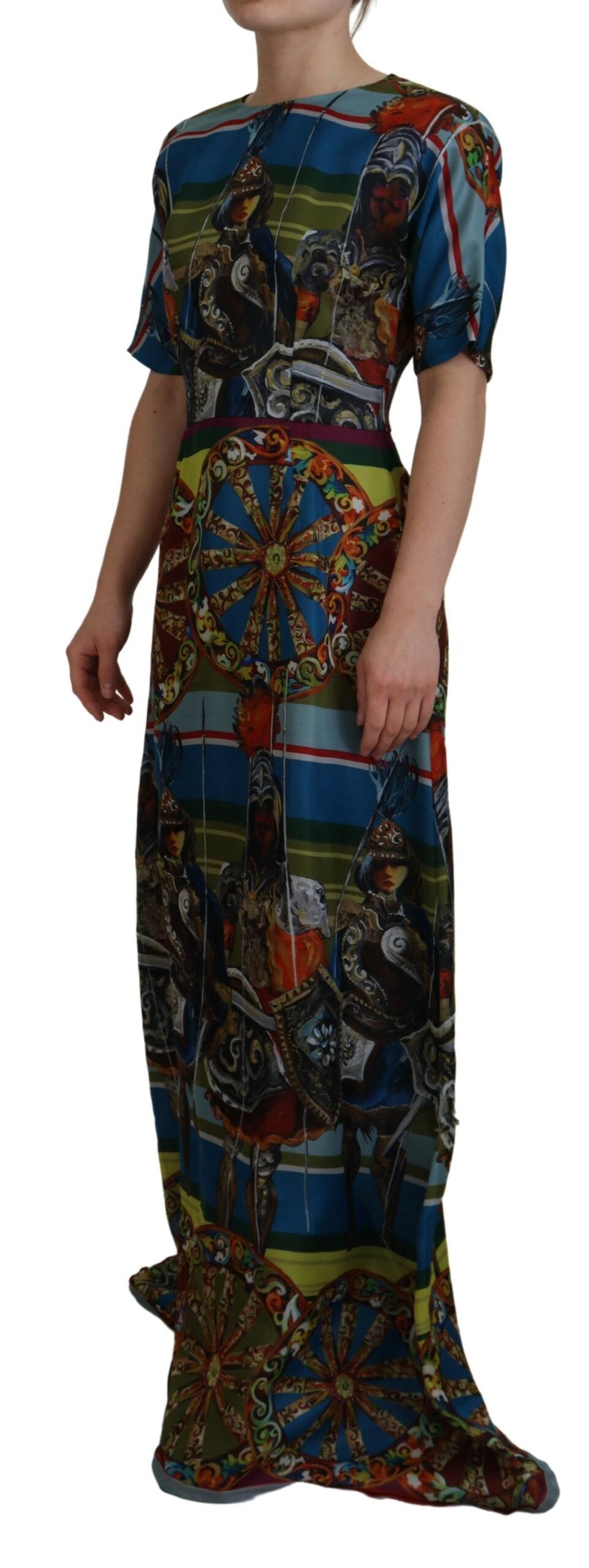 Sicilian elegance long silk dress