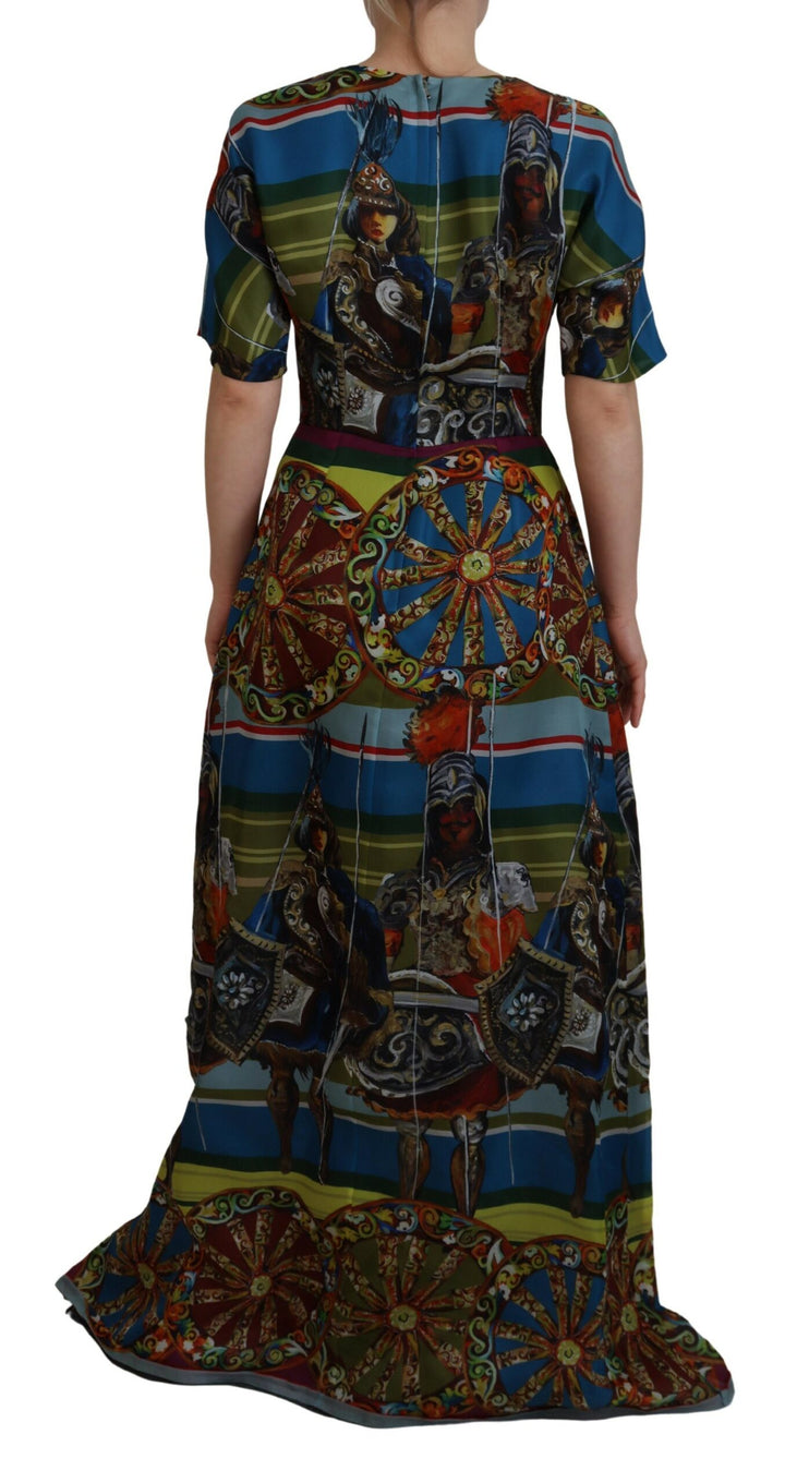 Sicilian elegance long silk dress
