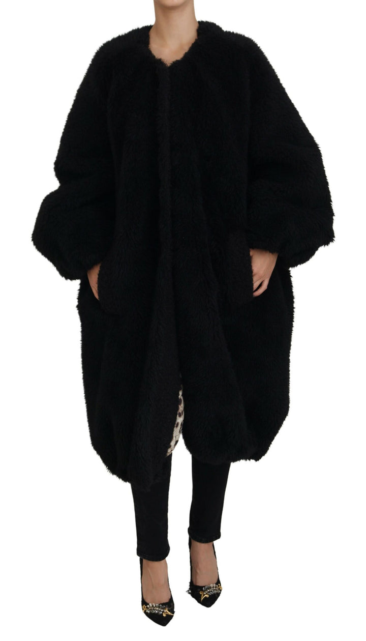 Elegant black cashmere blend coat