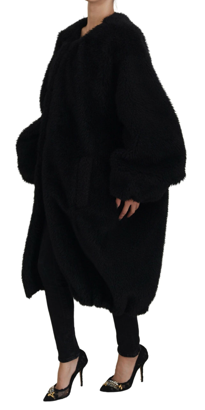 Elegant black cashmere blend coat