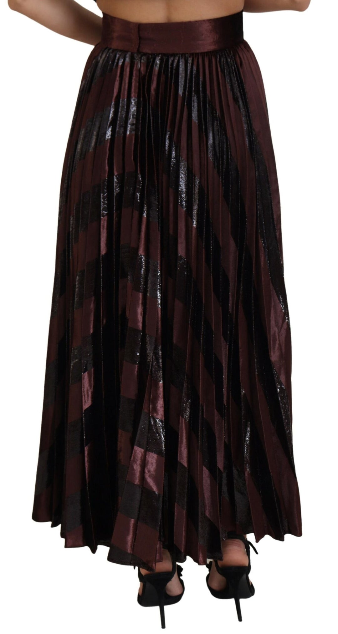 Brauner Polyester-Maxirock mit hoher Taille und A-Linie