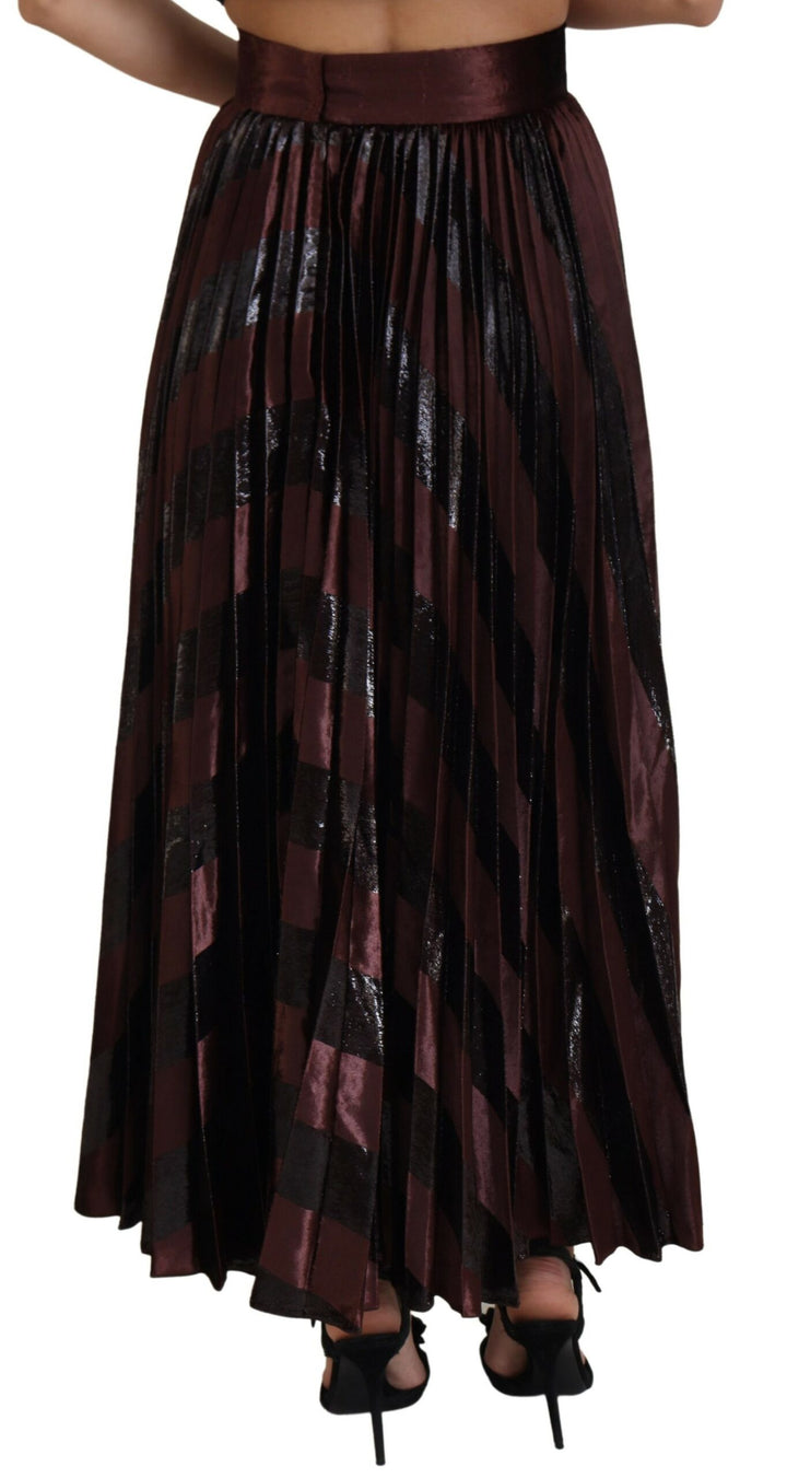Brauner Polyester-Maxirock mit hoher Taille und A-Linie