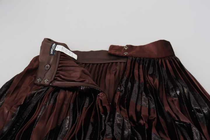 Brauner Polyester-Maxirock mit hoher Taille und A-Linie