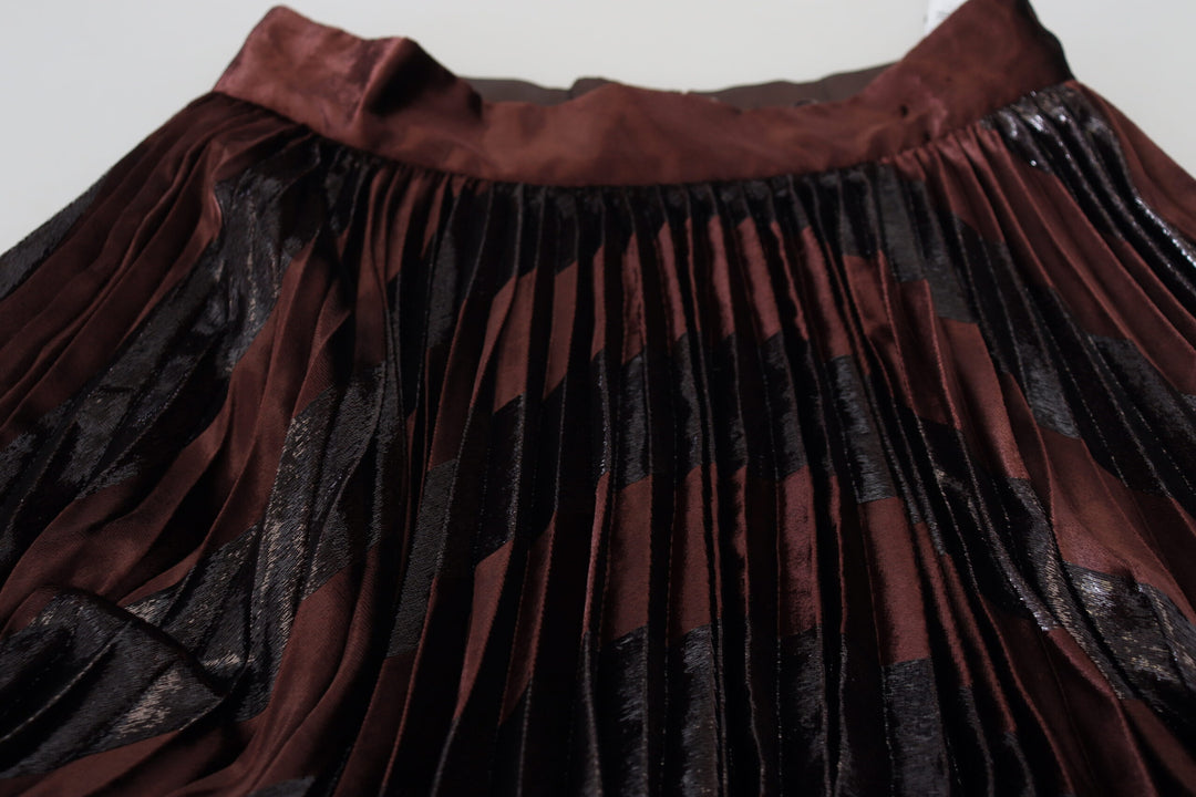 Brauner Polyester-Maxirock mit hoher Taille und A-Linie
