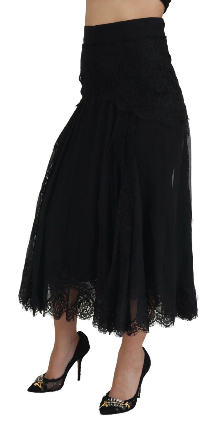 Elegant high-waisted midi skirt made of silk blend