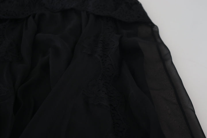 Elegant high-waisted midi skirt made of silk blend