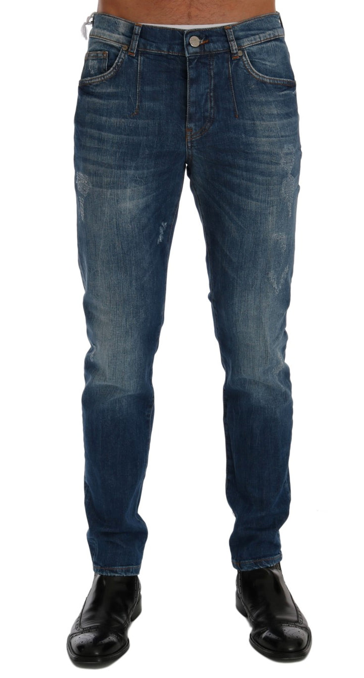 Frankie Morello Schicke Slim Fit Jeans mit blauer Waschung