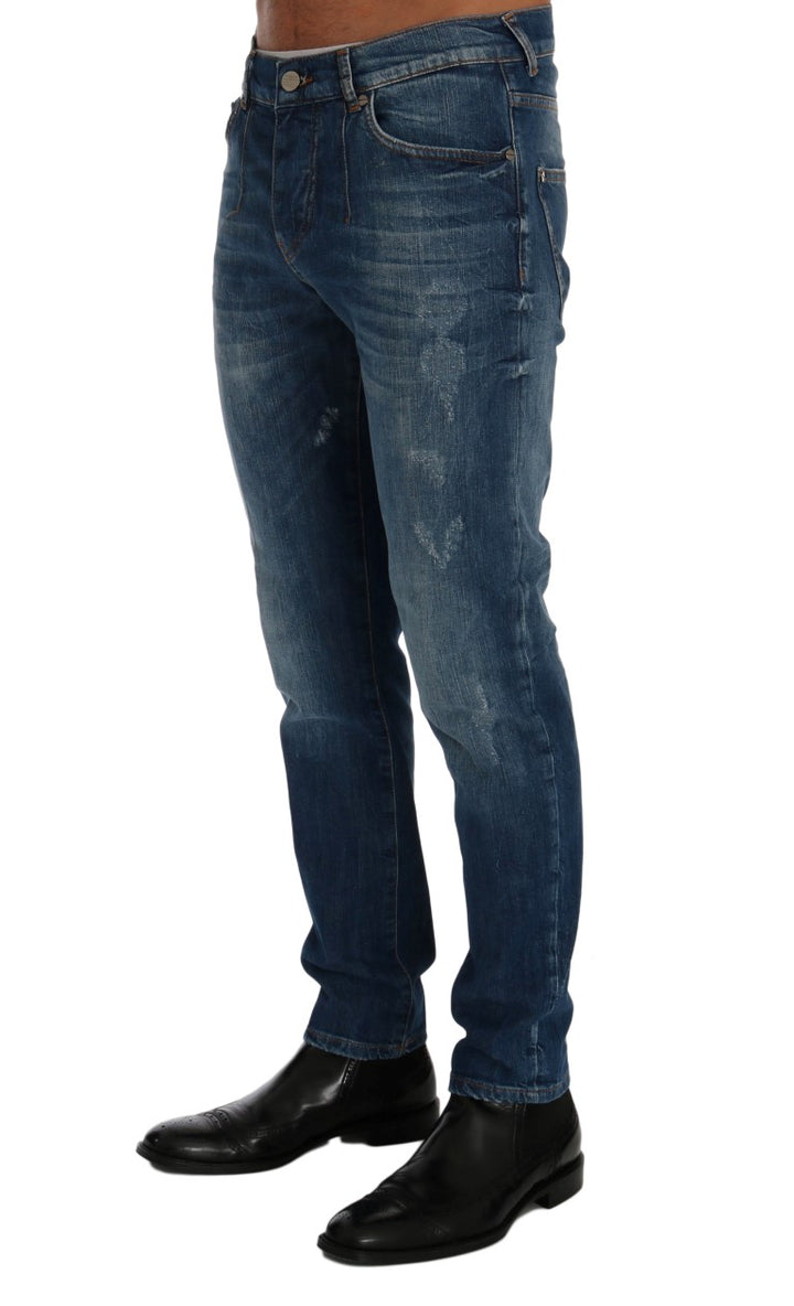 Frankie Morello Schicke Slim Fit Jeans mit blauer Waschung