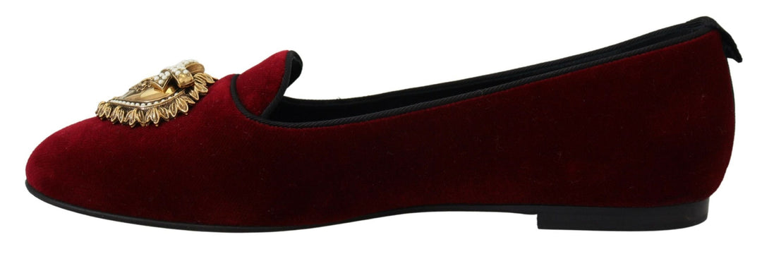 Dolce & Gabbana Bordeaux Samt Devotion Loafers