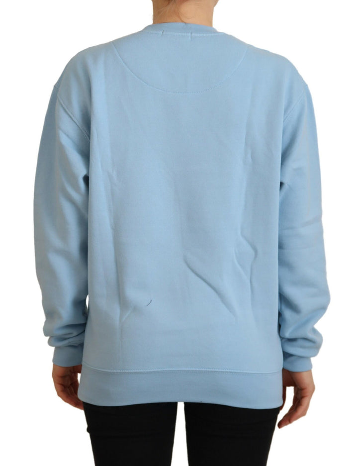 Hellblauer Pullover mit Logodruck und langen Ärmeln