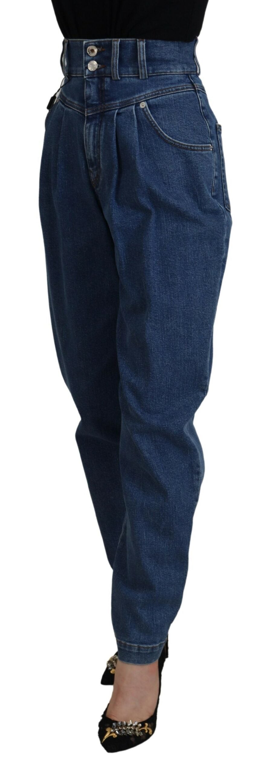 Elegant blue high-waisted jeans