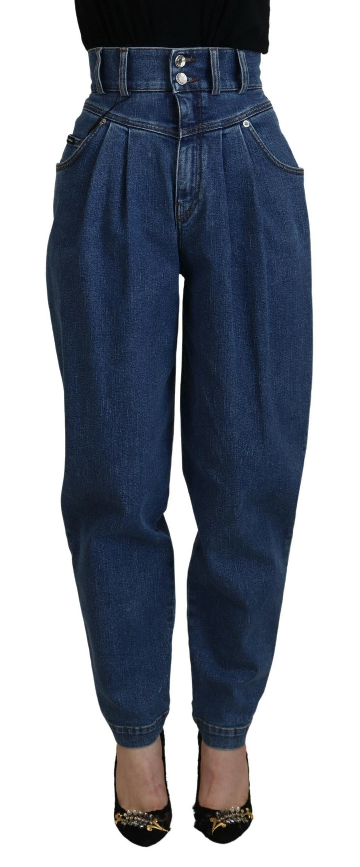 Elegant blue high-waisted jeans