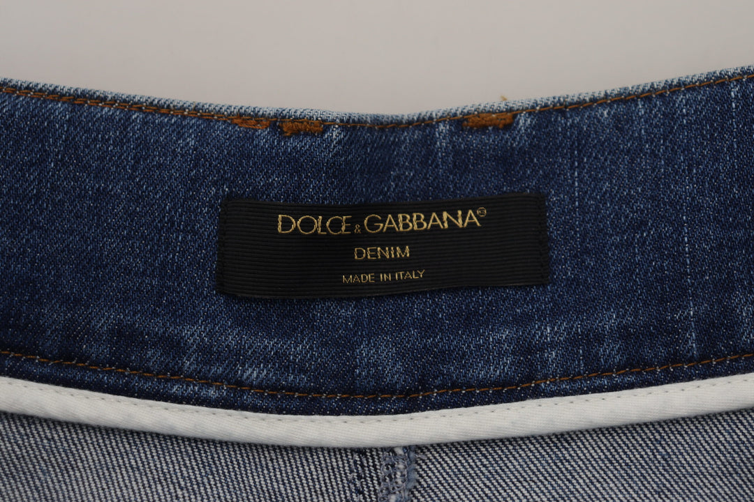 Elegant blue high-waisted jeans