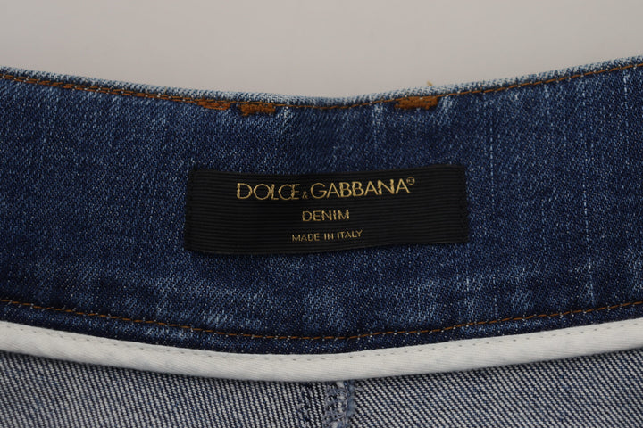 Elegant blue high-waisted jeans