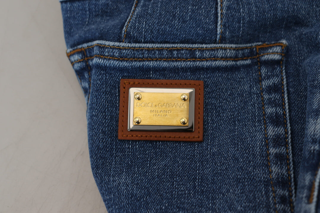 Elegant blue high-waisted jeans