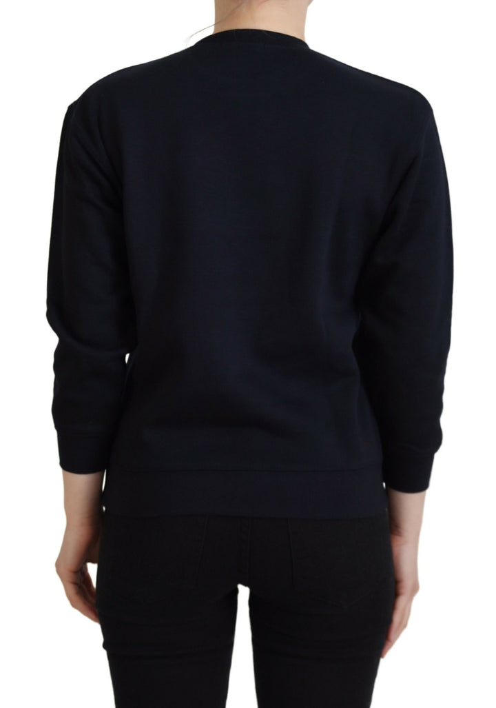 Schwarzer bedruckter Pullover mit langen Ärmeln