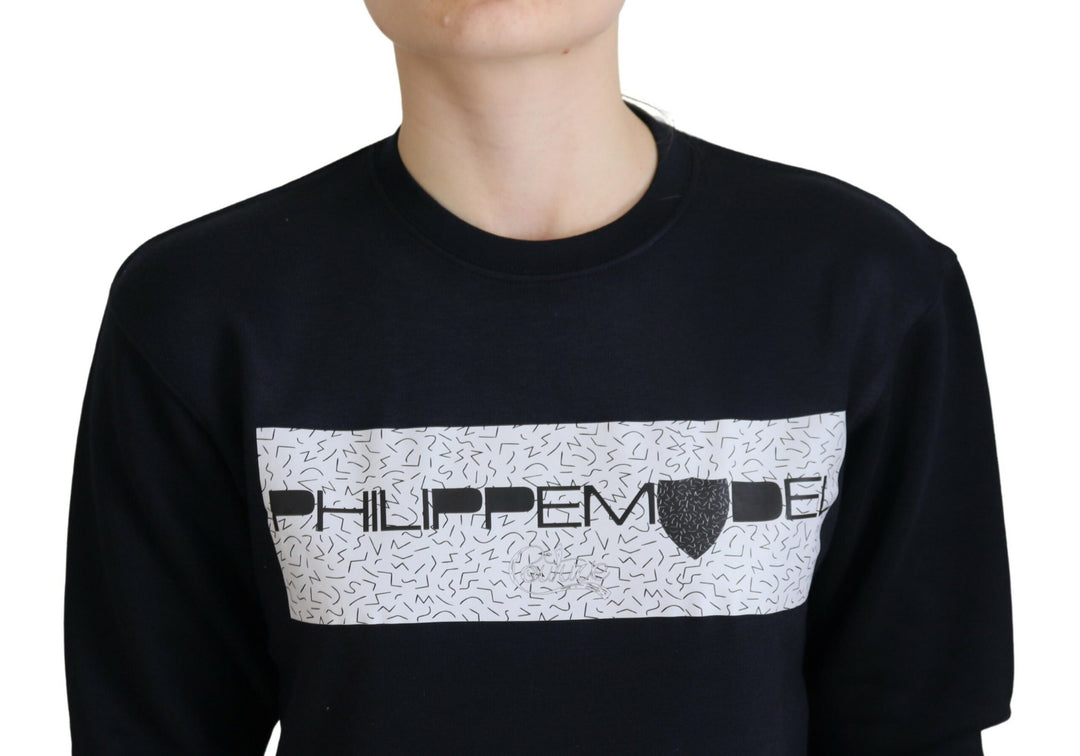 Schwarzer bedruckter Pullover mit langen Ärmeln