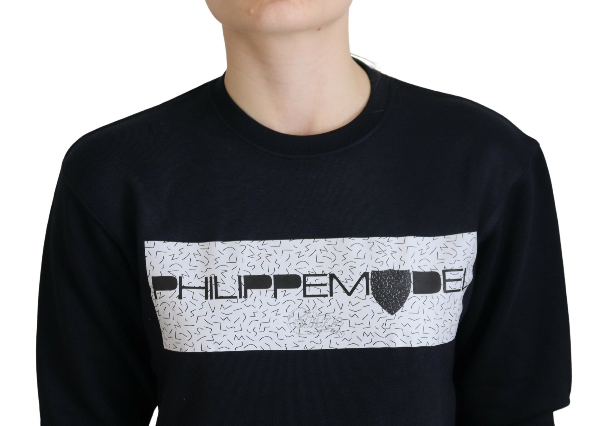 Schwarzer bedruckter Pullover mit langen Ärmeln