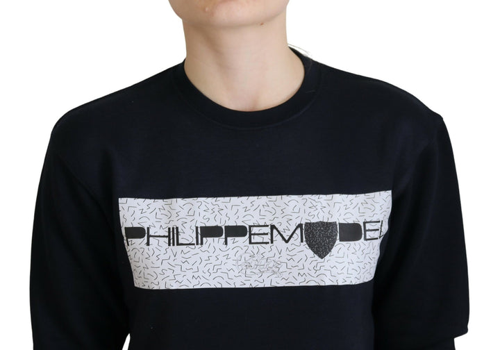 Schwarzer bedruckter Pullover mit langen Ärmeln