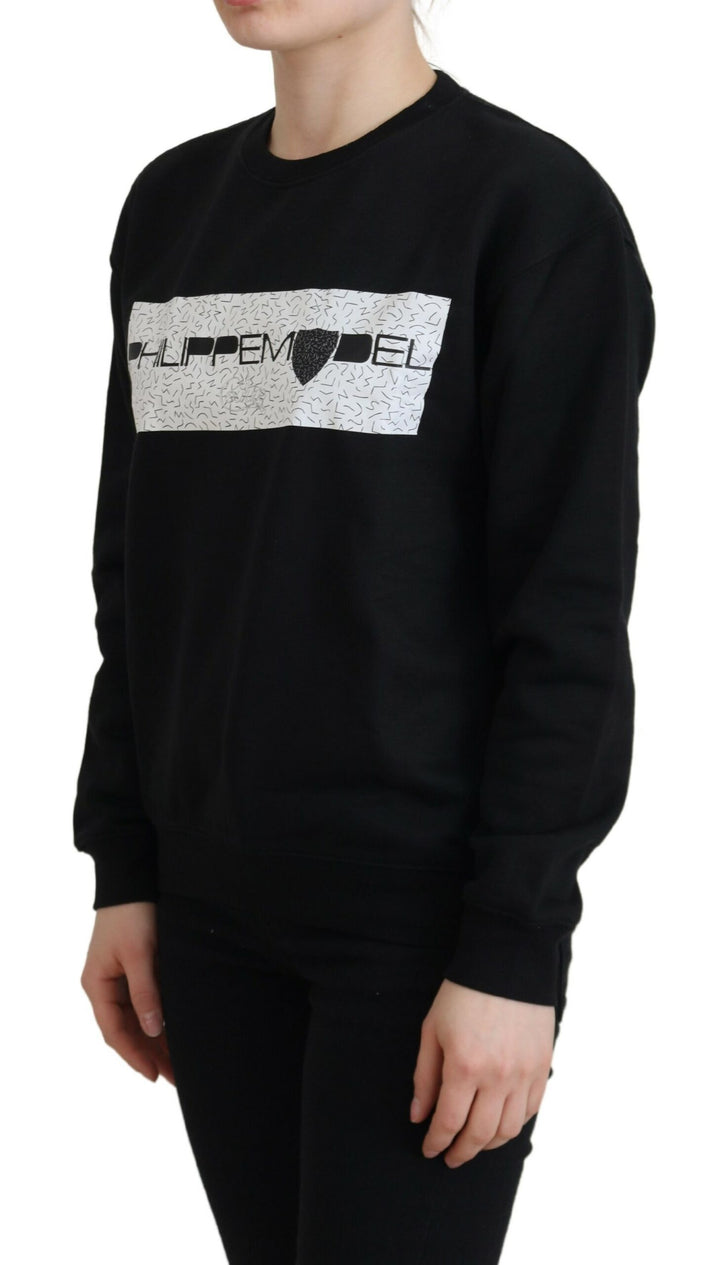 Schwarzer bedruckter Pullover mit langen Ärmeln