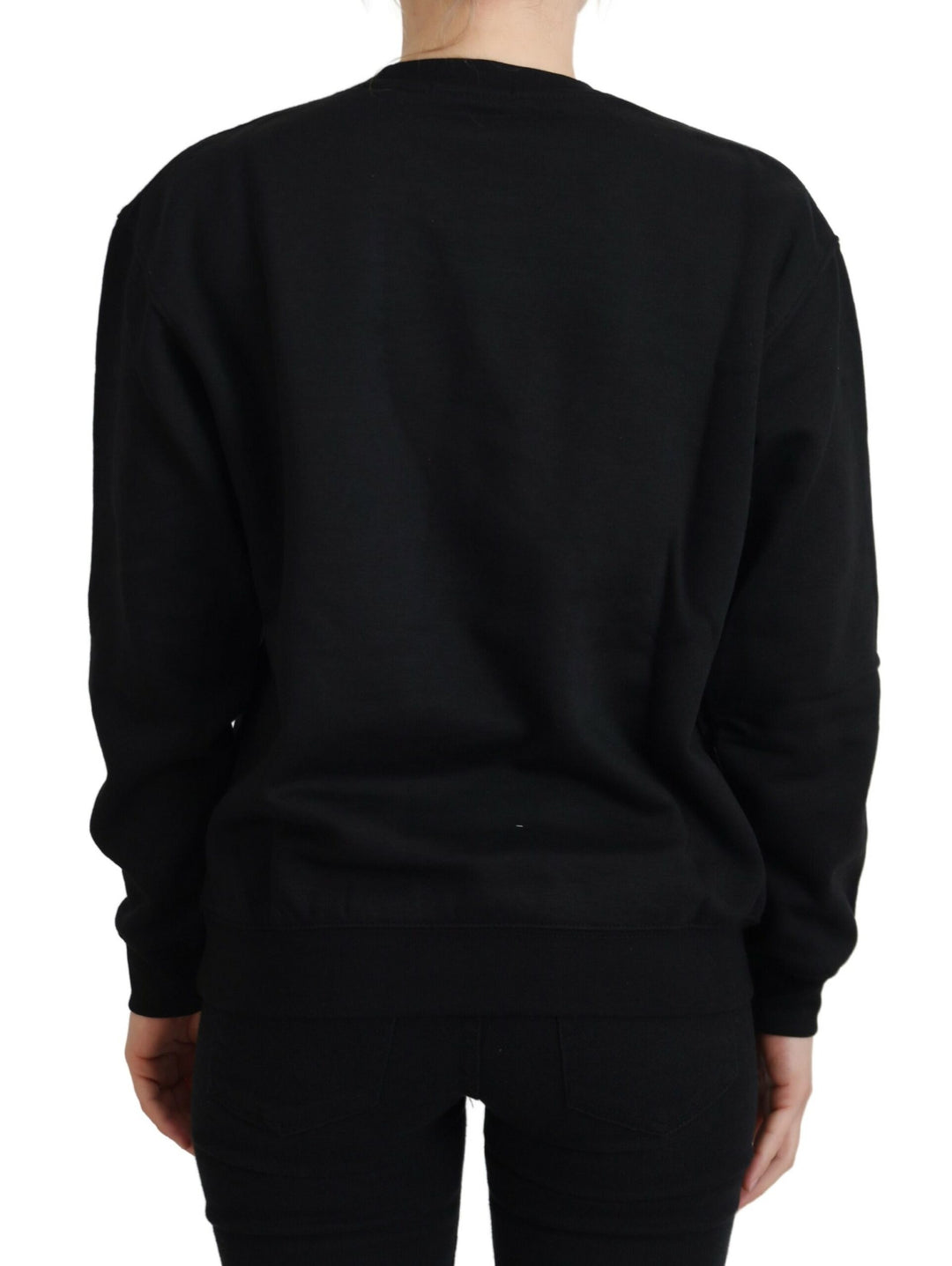 Schwarzer bedruckter Pullover mit langen Ärmeln