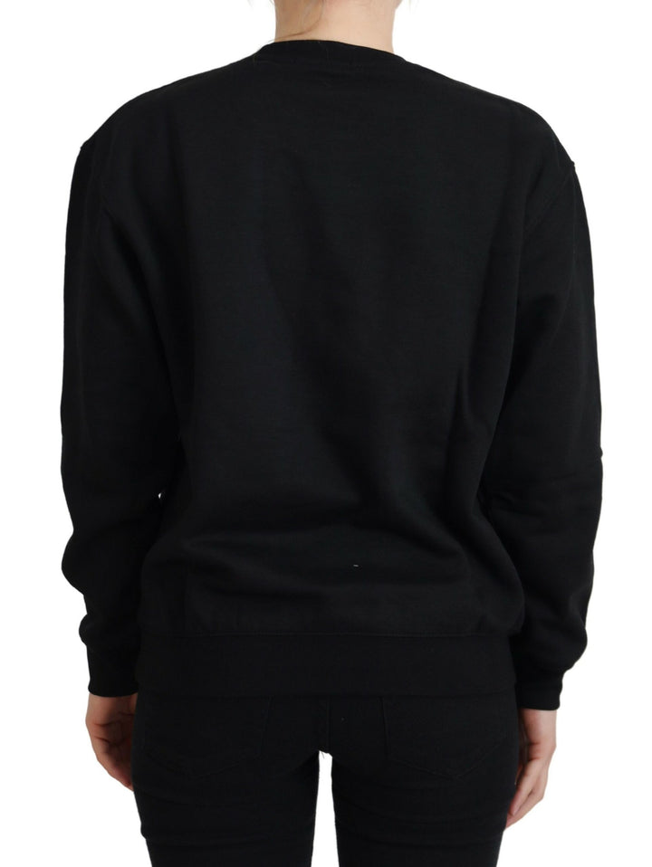 Schwarzer bedruckter Pullover mit langen Ärmeln
