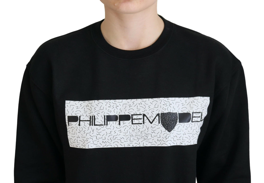 Schwarzer bedruckter Pullover mit langen Ärmeln