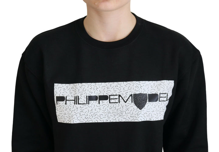 Schwarzer bedruckter Pullover mit langen Ärmeln