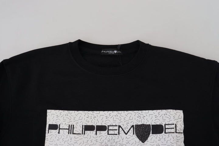 Schwarzer bedruckter Pullover mit langen Ärmeln