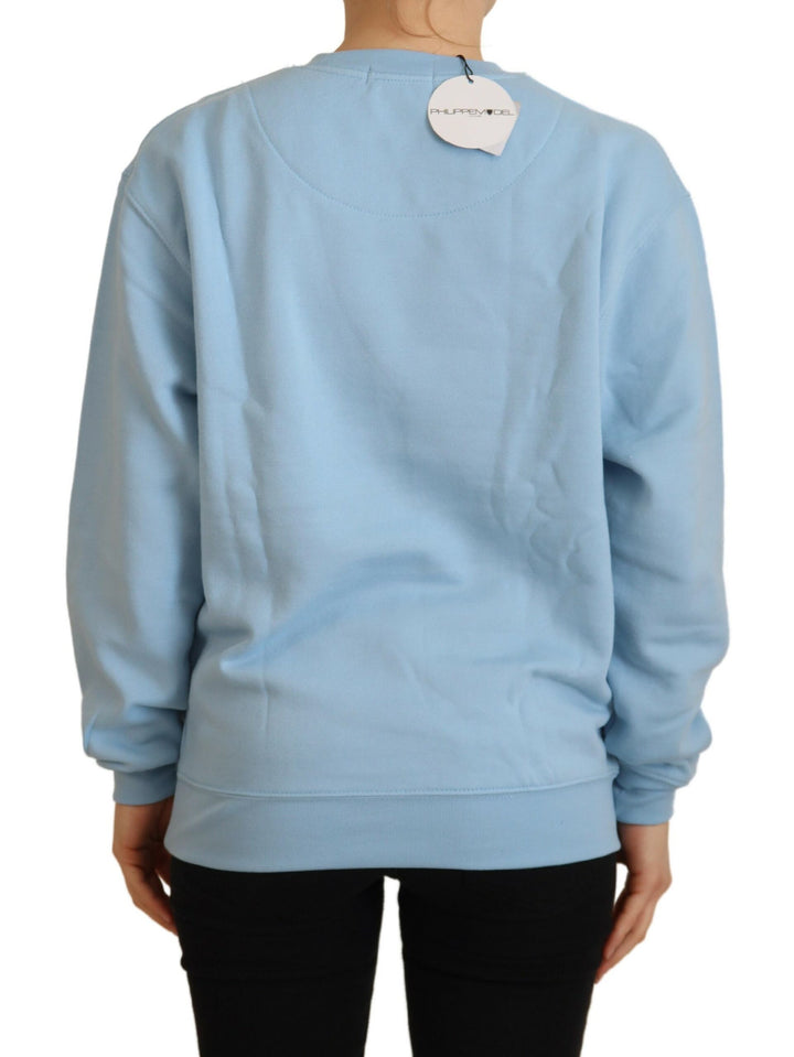 Elegant light blue long-sleeved sweater