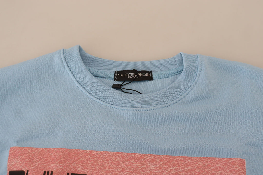 Elegant light blue long-sleeved sweater