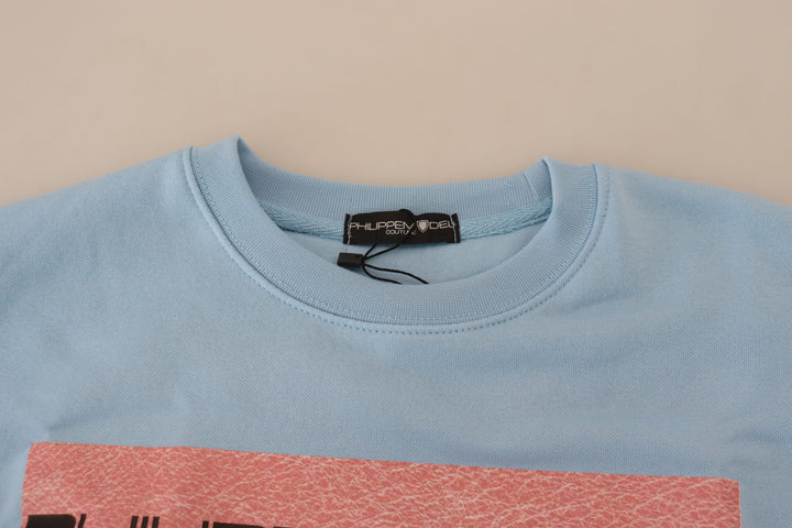 Elegant light blue long-sleeved sweater