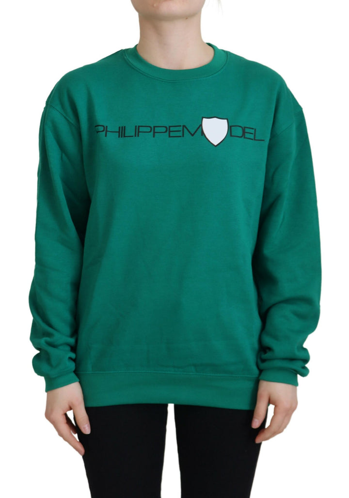 Chic green printed long-sleeved sweater