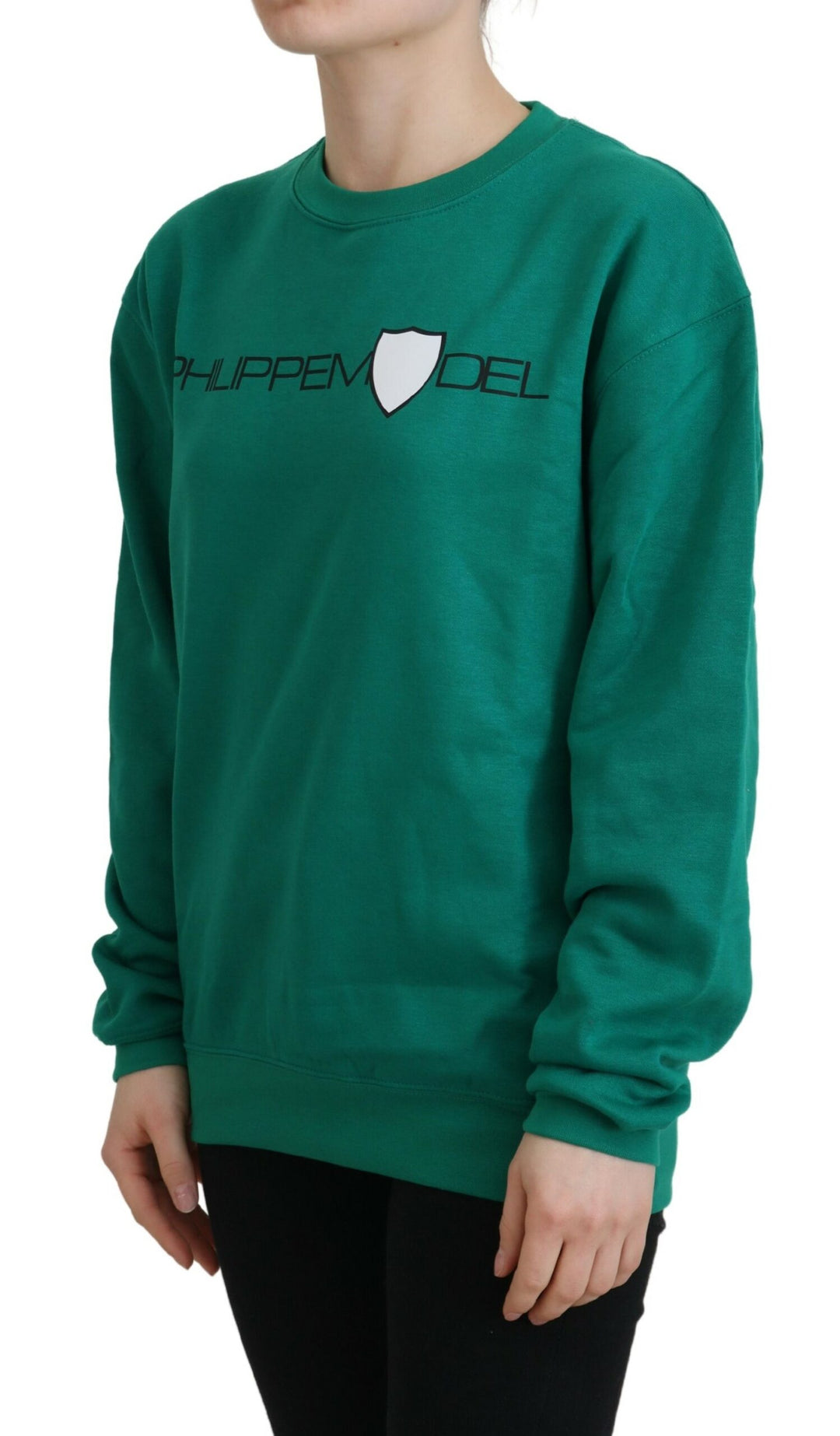 Chic green printed long-sleeved sweater