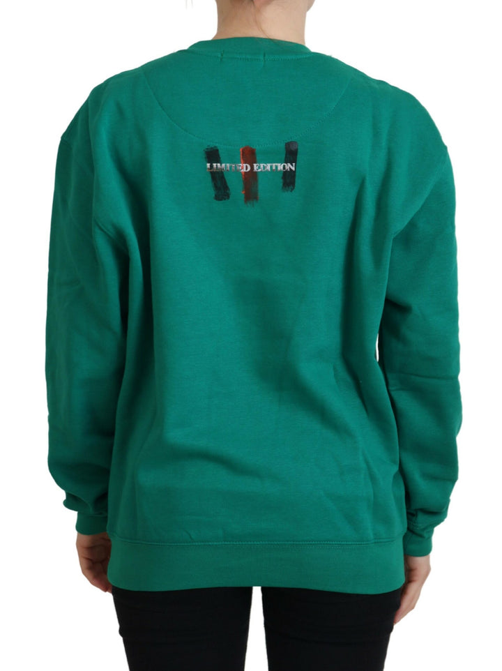 Chic green printed long-sleeved sweater