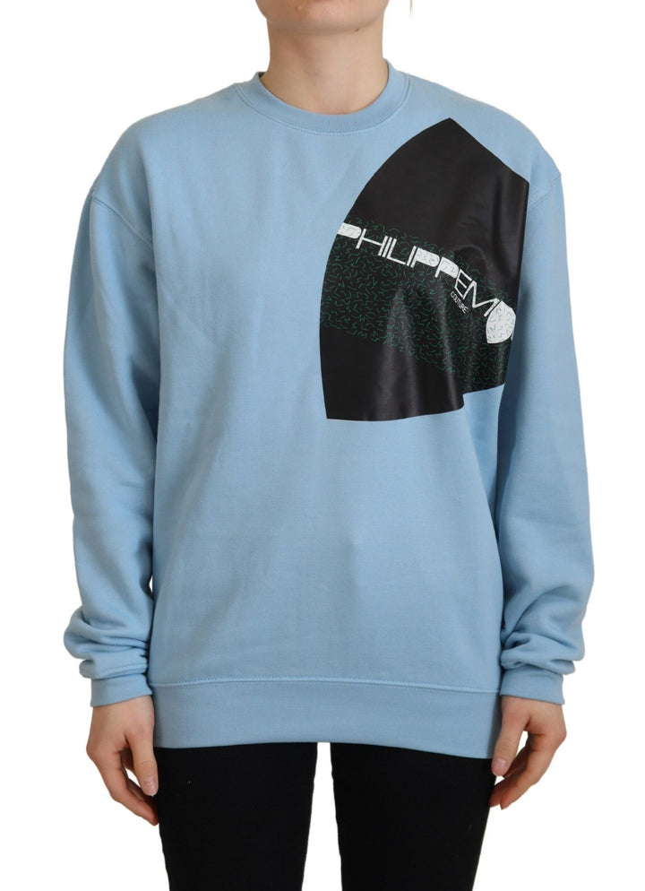Elegant light blue cotton sweater