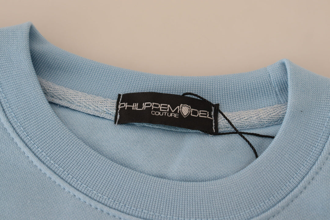 Elegant light blue cotton sweater