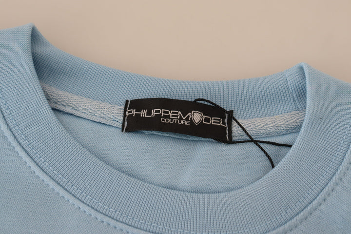 Elegant light blue cotton sweater