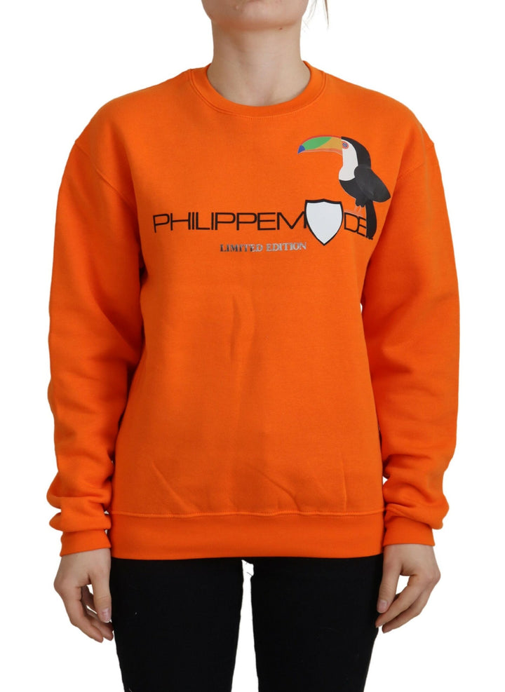 Chic orange printed long-sleeved sweater