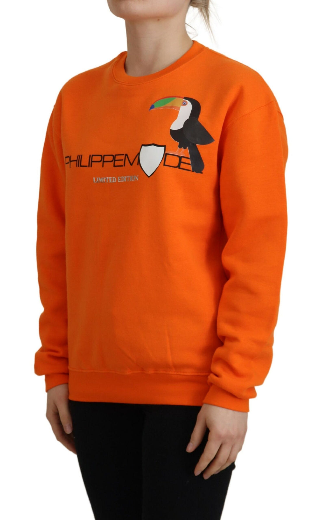 Chic orange printed long-sleeved sweater